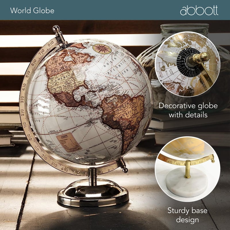 Abbott Collection 57-LATITUDE-10 Spinning Small Decorative Globe, Gold/Black, 11" H - Image 3